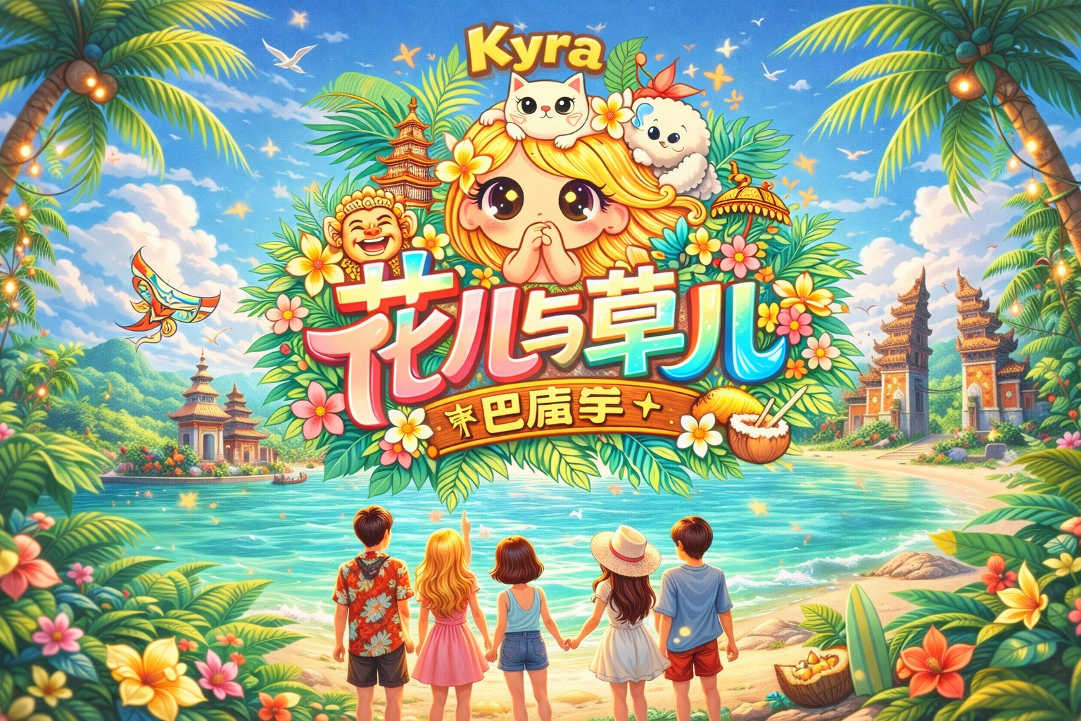 Colourful tropical Bali opening title concept